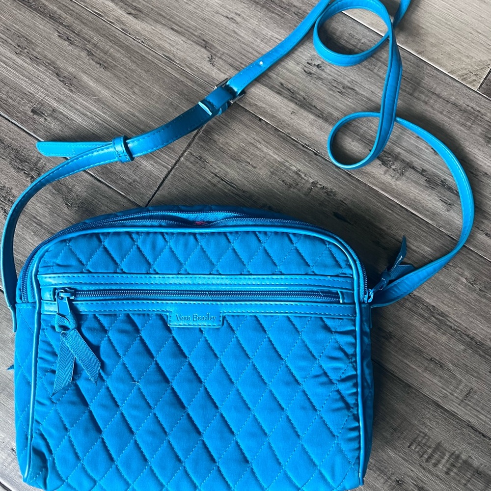 Vera Bradley Teal Crossbody Bag with Floral Interior